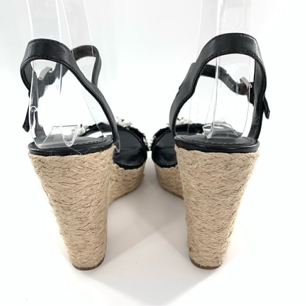 Michael Michael kors sandals 5 35 Jill black white leather platform Espadrilles - Picture 5 of 14